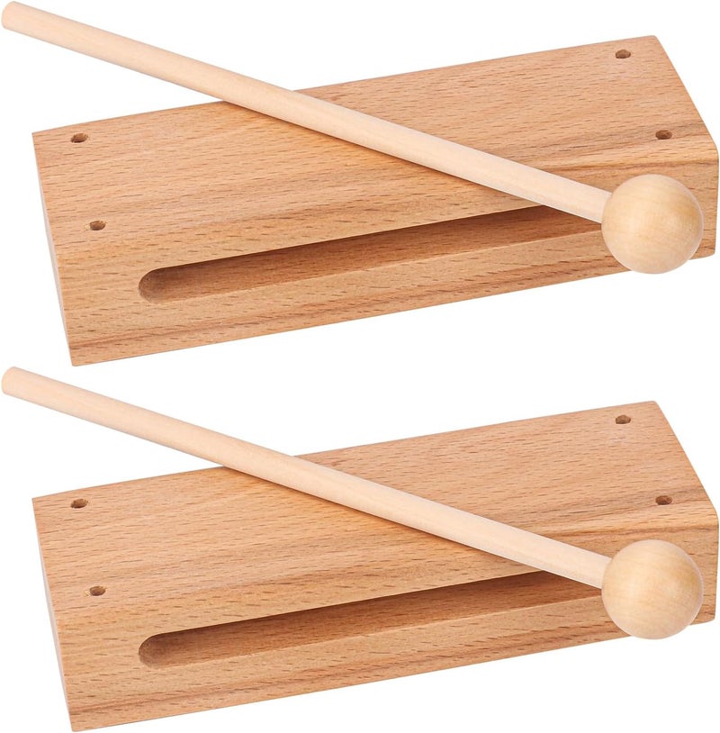 IHDYPPEW 2 Set Solid Wood Rhythm Block with Mallet, Wood Block Musical Instrument, Percussion Rhythm Blocks, Hand Percussion Instruments for Adults, Concert Percussion, Live Musical, School, Community - Image 1